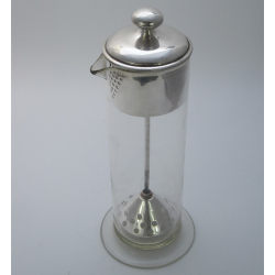 Victorian Silver and Cut Glass Perfume Bottle with Floral and Scroll Pattern Lid