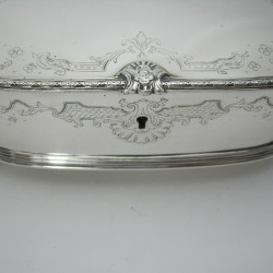 Pretty Edwardian Silver Tea Pot in an Oval Boat Shape