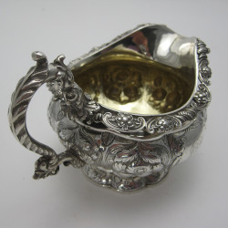 Victorian Silver Mounted Claret Jug with Clear Glass Ovoid Shape Spiral Cut Body