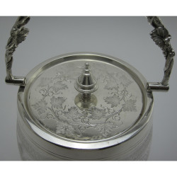 Large Victorian Silver Plated Basket with Three Figural Plaques Around the Body