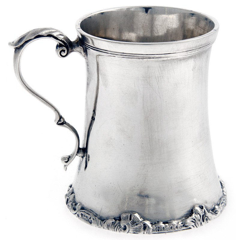 Victorian Silver Drum Mustard Pot with Engraved Body (c.1861)