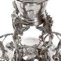 Antique Victorian Silver Sugar Basket with Blue Glass Liner