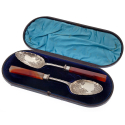 Boxed Set of 12 Silver Tea Spoons and Pair of Sugar Tongs (1906)