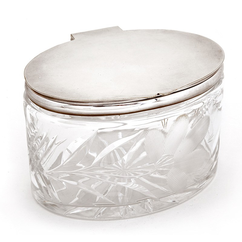 Plain Silver Plate & Cut Glass Mappin & Webb Biscuit Box (c.1900)