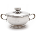 Decorative Antique Davenport Silver Plate Sardine or Butter Dish with an Imari Pattern Liner
