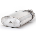 Oval Victorian Silver Plate and Cut Glass Biscuit Box with Engraved Parrots and Hinged Lid