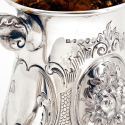 Edwardian Silver Scroll Handle Christening Mug Decorated with Scrolls and Acanthus Leaves (1907)