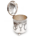 Pair of Silver Plate Comports Decorated with Strawberries and with Two Circular Glass Bowls