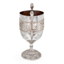 Plain Antique Silver Plated Pint Mug with Boars Tooth Handle (c.1900)