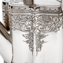 Victorian Silver Plate Castle Style SIx Cut Glass Bottle Cruet Set (c.1890)