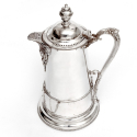 Victorian Silver Plate Claret Jug with a Globe Shaped Pansy & Leaf Engraved Glass Body