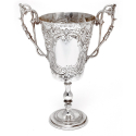 Antique Silver Trophy Cup or Wine Cooler with Two Scroll Handles (1901)