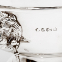 Over Sized Victorian Silver Beaker Engraved with Floral Scenes and an Empty Cartouche