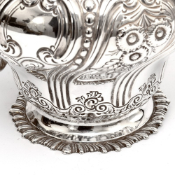Victorian Silver Batchelor Tea Pot with a Wooden Handle Chased Fluted Body and Hinged Spiral Fluted Lid