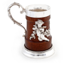 Silver Plated Standing Parrot or Cockatoo Claret Jug with Cranberry Glass body