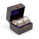 Edwardian Silver Jewellery or Trinket Box with a Striped leaf Pattern on the Hinged Lid