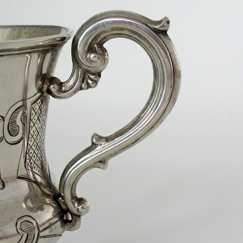 Antique Silver Plated Claret Jug with an Engraved Glass Body in the Manner of Christopher Dresser