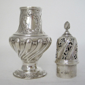 Pair of Antique Silver Plated Coasters with Cast Grape and Vine Borders