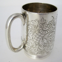Victorian Engraved and Cut Glass Silver Plated Claret Jug with a Cast Grape and Vine Scroll Handle