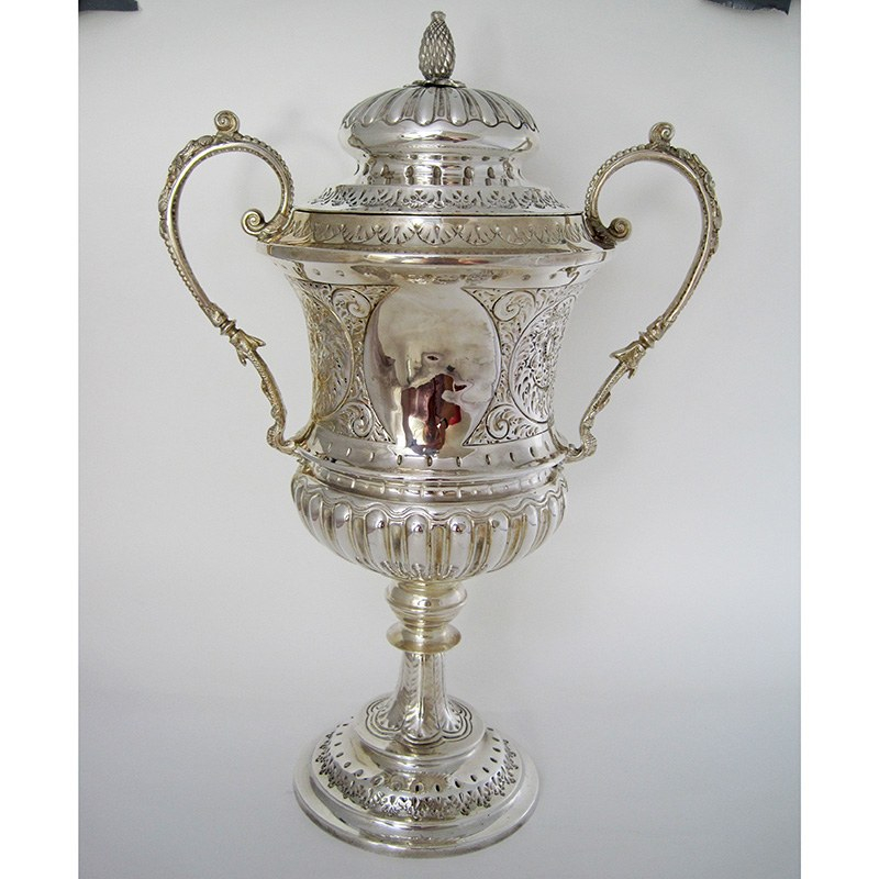 Pair of Antique Silver Plated Golf Theme Salt and Pepper Condiments (c.1910)