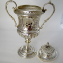 Pair of Antique Silver Plated Golf Theme Salt and Pepper Condiments