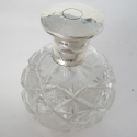 German 800 Grade Silver and Glass Ink Stand with a Hinged Bun Style Lid