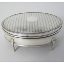 Hukin & Heath Art Deco Style Silver Plated Jar with Three Applied Stepped Feet