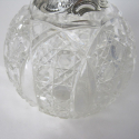 Edwardian Silver and Cut Glass Jewellery Jar with a Floral and Scroll Embossed Pull Off Lid