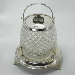 Late Victorian Oak and Silver Plated Ice Pail with Porcelain Liner